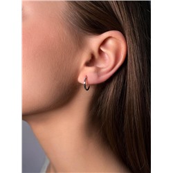 Серьги-конго из серебра с алмазной огранкой родированные - диаметр 1,5 см 925 пробы 2-188ар