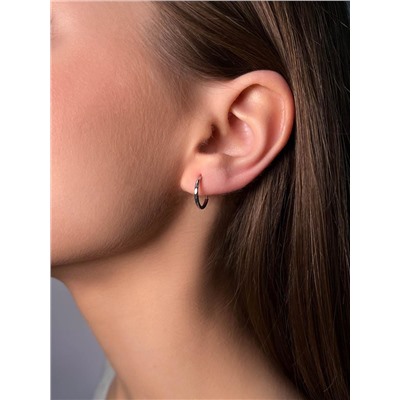 Серьги-конго из серебра с алмазной огранкой родированные - диаметр 1,5 см 925 пробы 2-188ар