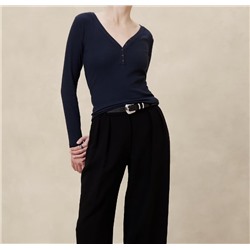 Ribbed Henley Top