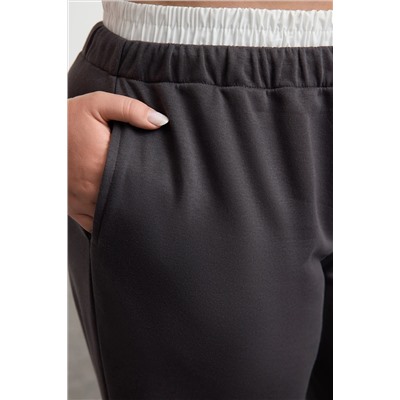 Antrasit Wide Leg Bel Detaylı Örme Büyük Beden Eşofman Altı TBBAW25AJ00005