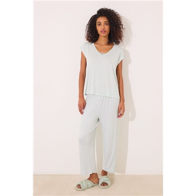 Pijama Capri viscosa verde rayas