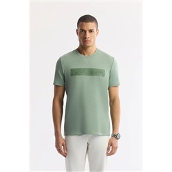 Avva, Erkek Nil Yeşili Bisiklet Yaka Enjeksiyon Baskılı İnterlok T-Shirt A51Y1021
