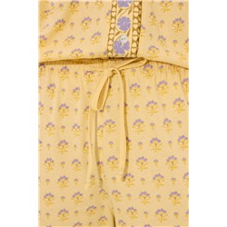Pijama largo 100% algodón amarillo print flores