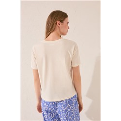 Camiseta manga corta algodón marfil