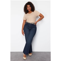 Trendyol Curve Lacivert Yüksek Bel Straight Fit  Jeans TBBSS24CJ00051