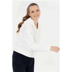 Kadın Ekru Kapüşonlu Sweatshirt