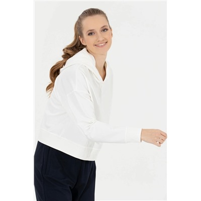 Kadın Ekru Kapüşonlu Sweatshirt