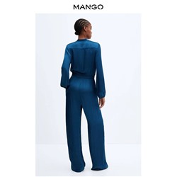 MANG*O атласный комбинезон с v-образным вырезом, длинными рукавами и бантом