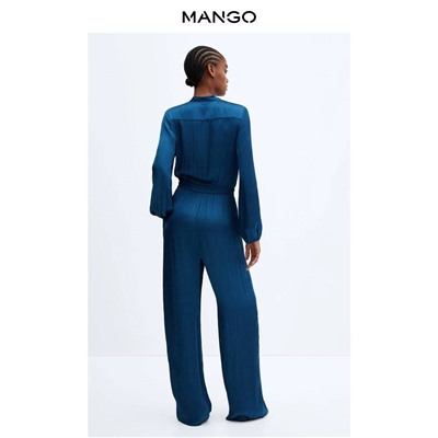 MANG*O атласный комбинезон с v-образным вырезом, длинными рукавами и бантом