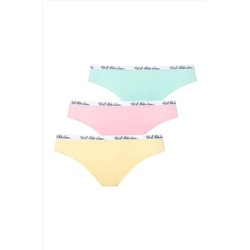 U.S. Polo Assn.3'lü Paket, Pamuklu & Likralı, Kadın Brazilian Slip Külot 66275