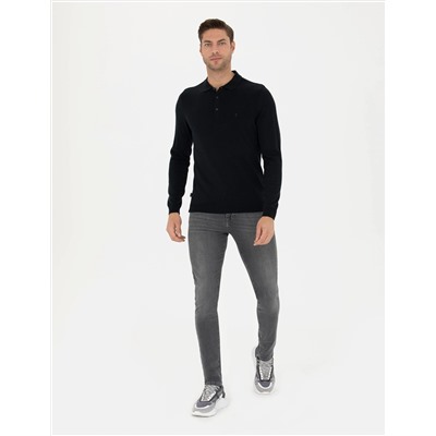 Lacivert Slim Fit Basic Kazak