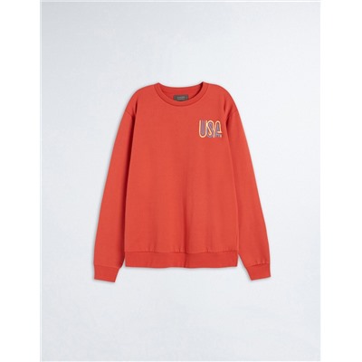 Fleece Sweatshirt, Men, Dark Orange