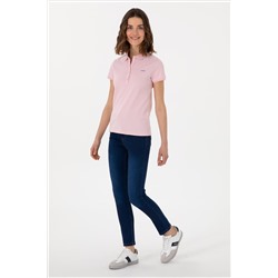 Kadın Açık Pembe Basic Polo Yaka Tişört