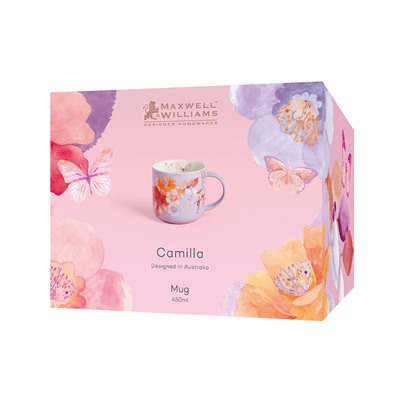 Кружка, 450 мл, фарфор P, лиловая, Цветы, Camilla, 62869
