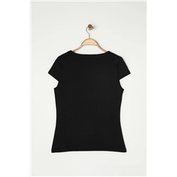 Siyah Örme Büyük Beden Bluz TBBSS25AF00003