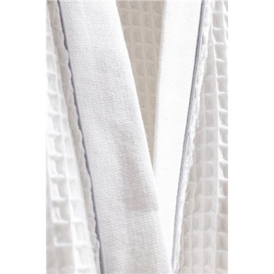 Pathier %100 Pamuk Kimono Unisex Bornoz - Beyaz/Gri