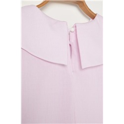 Beyaz-Pembe Çizgili Dokuma Bluz TBBSS24AF00000