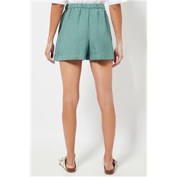 Short de lino cintura alta - Verde agua