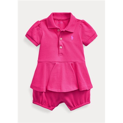 Baby Girl Peplum Mesh Bubble Shortall