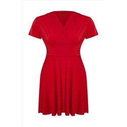 Kırmızı Kruvaze Mini Örme Elbise TBBSS24AH00174