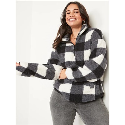 Cozy Sherpa Half-Zip Pullover Sweater for Women