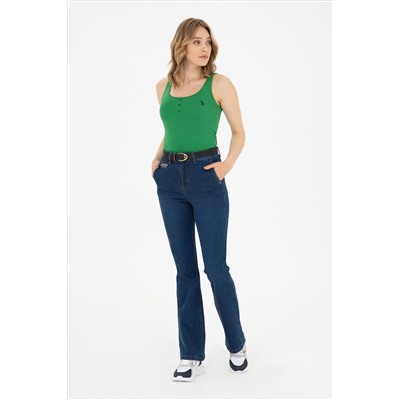 Kadın Mavi Slim Flare Fit Jean Pantolon