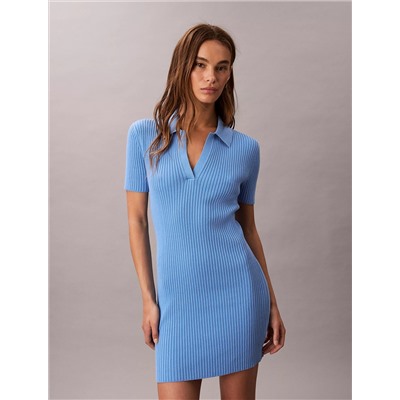 Cotton Rib Polo Mini Dress