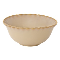Салатник, 20х8,5 см, 1,5 л, фарфор P, бежевый, Волнистый край, Onde, 60332