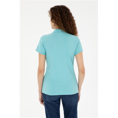 Kadın Mint Basic Polo Yaka Tişört