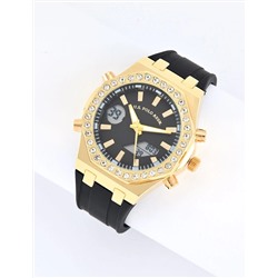 LADIES BLACK AND GOLD EMBELLISHED ANA DIGI WATCH