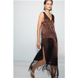 EMBROIDERED FRINGED DRESS ZW COLLECTION