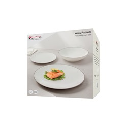 Сервиз обеденный, 4 перс, 12 пр, фарфор P, белый, с серебристым кантом, White Platinum, 63330