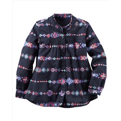 Printed Button-Front Top