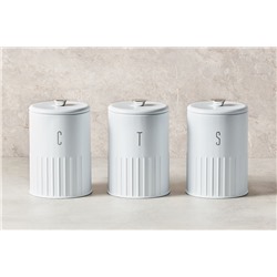 Банка для сыпучих продуктов, 3 шт, 1,35 л, сталь, белая, Astor, 62589