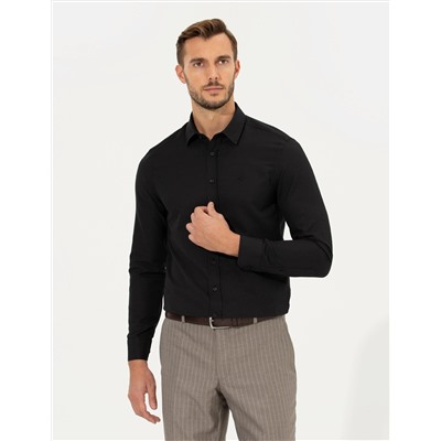 Siyah Slim Fit Oxford Gömlek