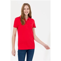 Kadın Kırmızı Basic Polo Yaka Tişört
