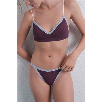 Tanga seamless pointelle vino