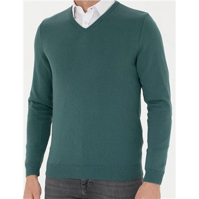 Yeşil Slim Fit Basic Kazak