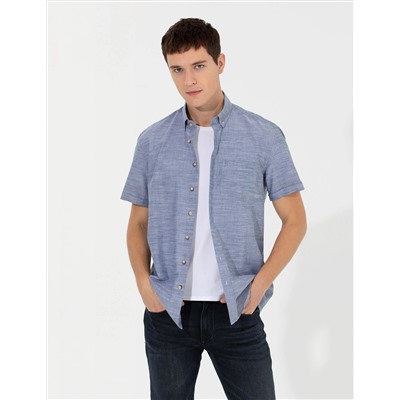 Lacivert Regular Fit Kısa Kollu Gömlek