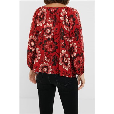 Blusa loose cuello barco flores