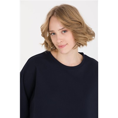Kadın Lacivert Bisiklet Yaka Sweatshirt