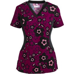 White Cross Scrubs Kazree Print Top