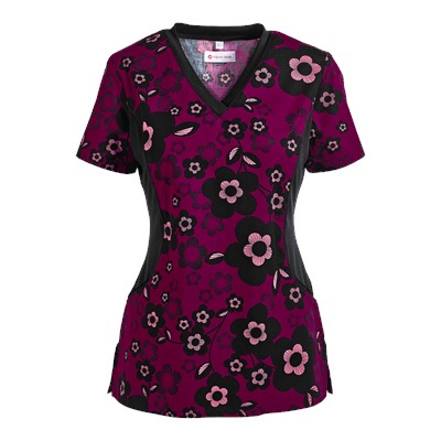 White Cross Scrubs Kazree Print Top