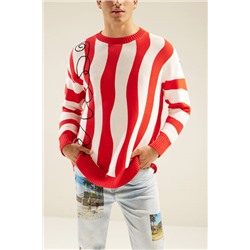 Jersey oversize de punto con olas rojas