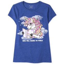 Girls Glitter Unicorn Graphic Tee