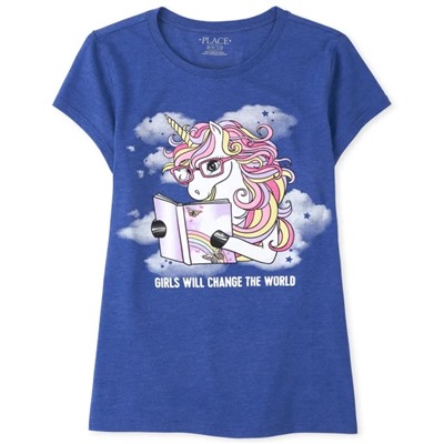 Girls Glitter Unicorn Graphic Tee