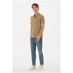 Erkek Regular Fit Polo Yaka Haki Basic Tişört