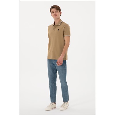 Erkek Regular Fit Polo Yaka Haki Basic Tişört