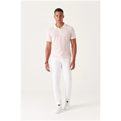 Avva Erkek Beyaz Yandan Cepli Armürlü Slim Fit Esnek Chino Kanvas Pantolon E003008