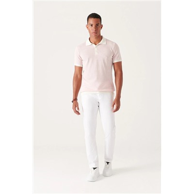 Avva Erkek Beyaz Yandan Cepli Armürlü Slim Fit Esnek Chino Kanvas Pantolon E003008